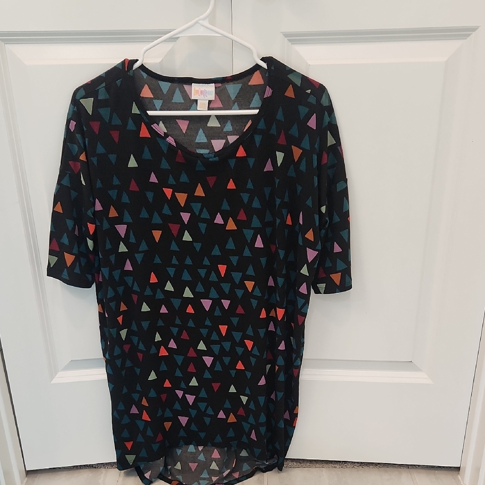 LuLaRoe Black Top with Multicolored Triangles